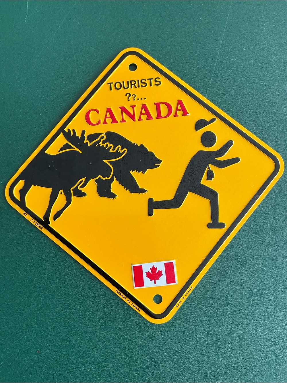 METAL SIGN TOURISTS CANADA MONTREAL ATTENTION ANIMALS
